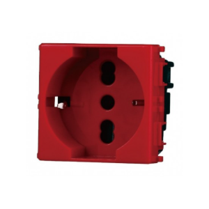Presa Schuko Unel 3P 16A T2 GEM 614R Rosso