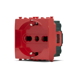 Presa Schuko Unel T2 GEM 615R emergenza Rosso